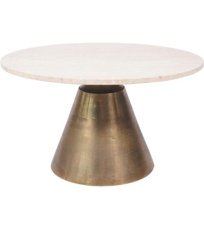 Clifton II Antique Brass and Light Travertine Coffee Table Large 75cm

