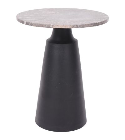 Clifton II Charcoal Black and Dark Travertine Side Table 40cm
