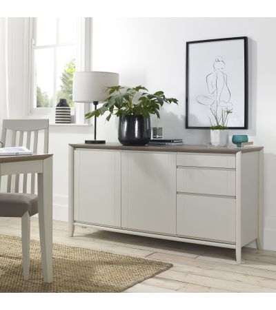 Bergen Grey Washed Oak & Soft Grey Wide Sideboard - Style Our Home