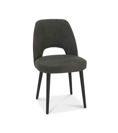 Vintage Weathered Oak Upholstered Chair - Dark Grey Fabric (Pair) - Style Our Home