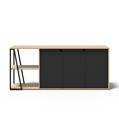 Albi Light Oak / Black Metal Sideboard 190 | Style Our Home
