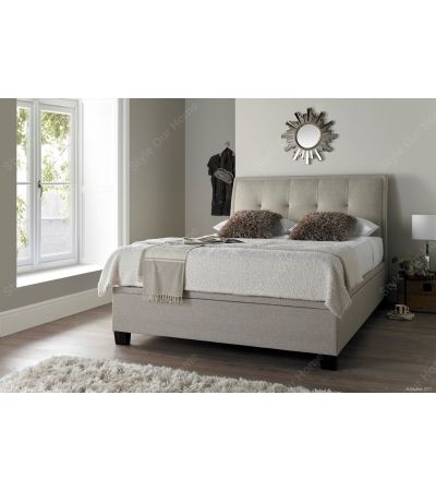 Accent Upholstered Ottoman Storage Double Bed - Oatmeal
