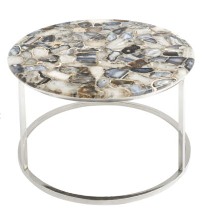 Agate Round Coffee Table On Nickel Frame