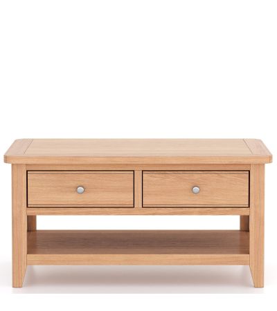 Arlyn Natual Oak Coffee Table 2 Drawers by Hertiance Furniture | Style Our Home