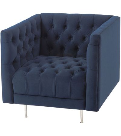 Arya Blue Velvet Button Detail Occasional Chair - Style Our Home 