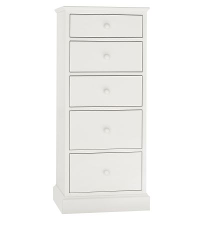 Ashby White 5 Drawer Tall Chest - Style Our Home