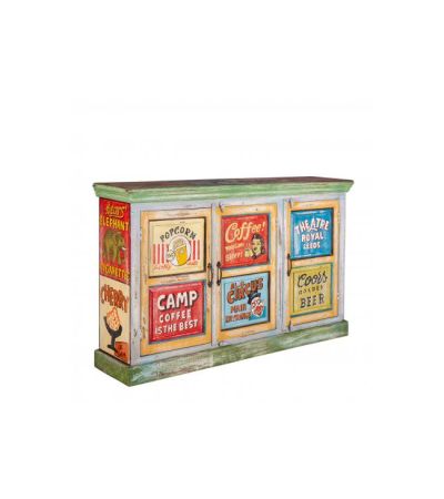 Carnival Hand Painted Vintage Ad 3 Door Sideboard | Style Our Home