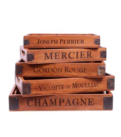 Set of 5 Vintage Wooden Serving Trays - Champagne by Quirky Barn | Style Our Home