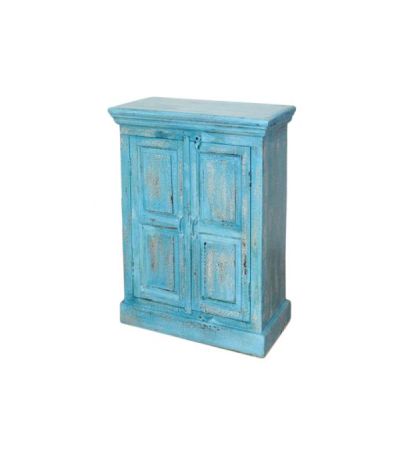 Florence Meadows Hand Painted Blue Crack Finish 2 Door Cabinet | Style Our Home