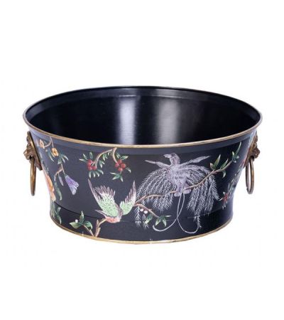 Black Lyre Bird Design Round Bowl with Handles by Quirky Barn | Style Our Home