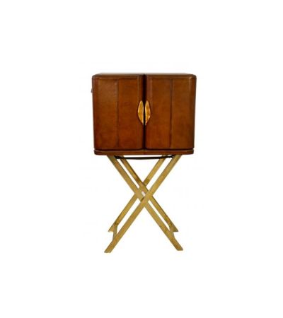Handcrafted Leather & Brass Bar with Stand - Cognac by Quirky Barn | Style Our Home