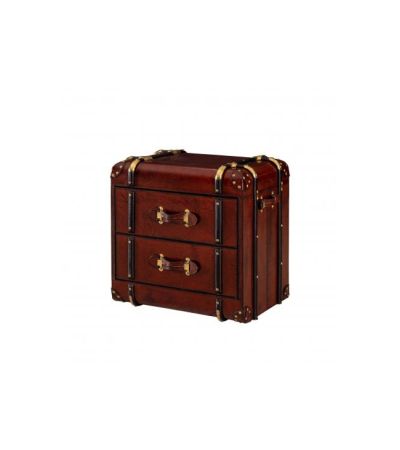 Handcrafted Leather 2 Drawer Side Table Trunk - Cognac by Quirky Barn | Style Our Home