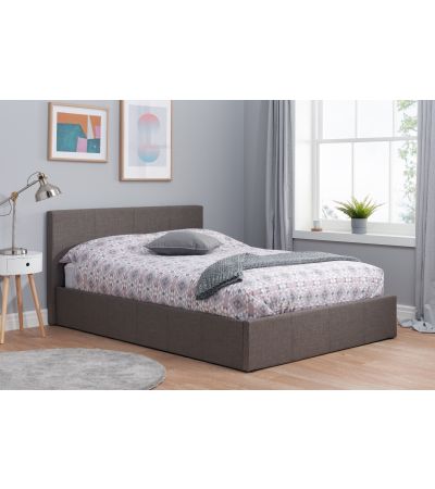Berlin Grey Double Ottoman Bed