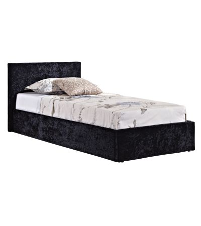 Berlin Black Crushed Velvet Single Ottoman Bed