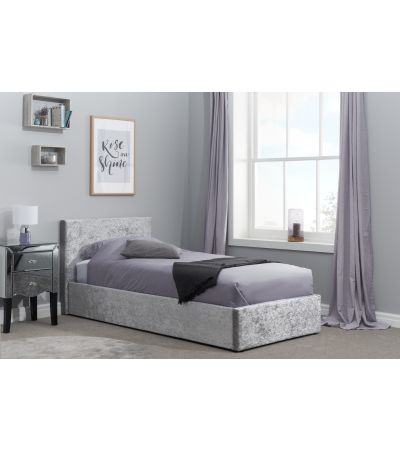 Berlin Steel Velvet Single Ottoman Bed