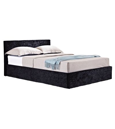 Berlin Black Crushed Velvet Small Double Ottoman Bed