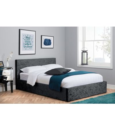 Berlin Black Crushed Velvet King Ottoman Bed