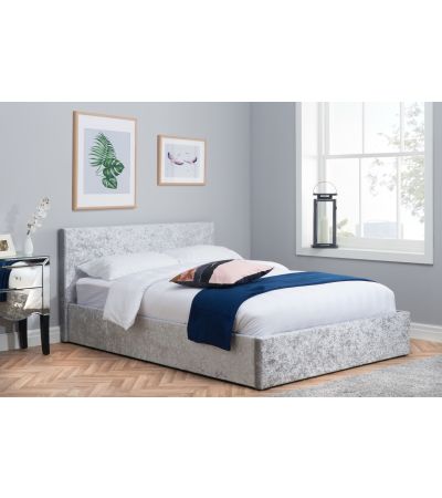 Berlin Steel Velvet Small Double Ottoman Bed