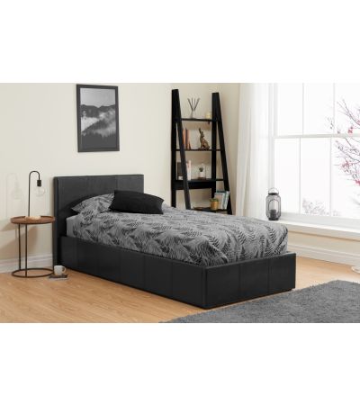 Berlin Black Single Ottoman Bed