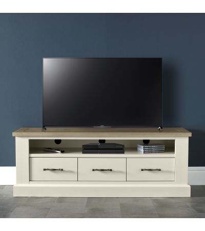 Chartreuse Pale Oak & Antique White Entertainment Unit - Style Our Home