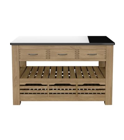 Kitchen Island (Oak) Three Drawer With Black Granite Top by Baumhaus | Style Our Home