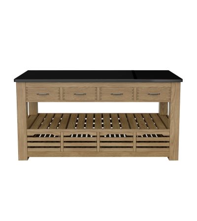 Kitchen Island (Oak) Four Drawer With Black Granite Top by Baumhaus | Style Our Home