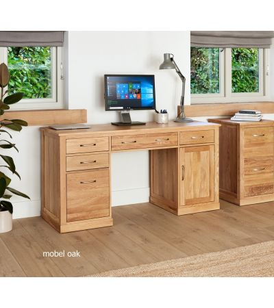 Baumhaus Mobel Oak Twin Pedestal Computer Desk - Style Our Home