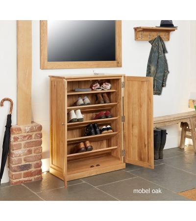 Oak Tall Shoe Cupboard - Mobel