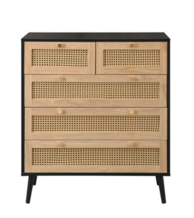 Croxley 5 Drawer Rattan Chest Black by Birlea | Style Our Home