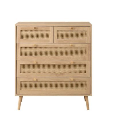 Croxley 5 Drawer Rattan Chest Oak by Birlea | Style Our Home