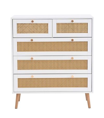 Croxley 5 Drawer Rattan Chest White by Birlea | Style Our Home