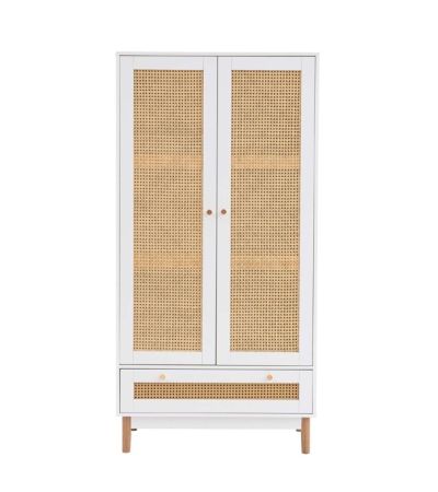 Croxley 2 Door 1 Drawer Rattan Wardrobe White by Birlea | Style Our Home