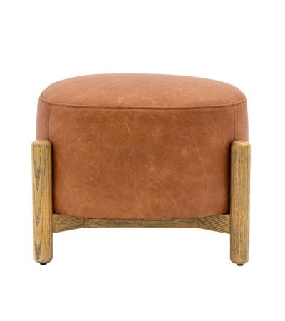 Tindon Footstool Brown Leather By Gallery Living | Style Our Home 