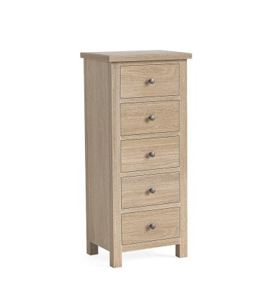 Modern Country Oak White Wash 5 Drawer Tall Chest by Condell/Global Home Group | Style Our Home