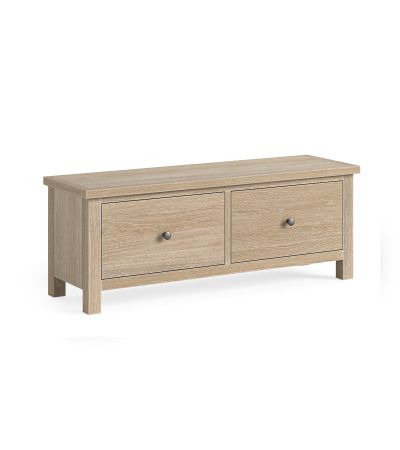 Modern Country Oak White Wash Large 2 Drawer Bench by Condell/Global Home Group | Style Our Home