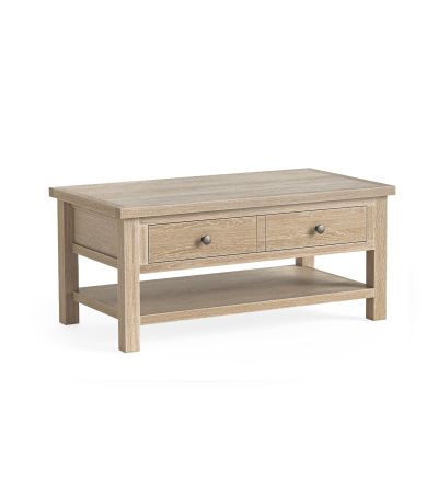 Modern Country Oak White Wash Coffee Table with Shelf by Condell/Global Home Group | Style Our Home