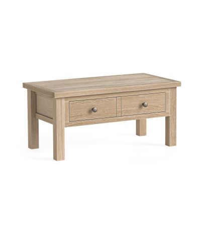 Modern Country Oak White Wash Coffee Table with Drawers by Condell/Global Home Group | Style Our Home