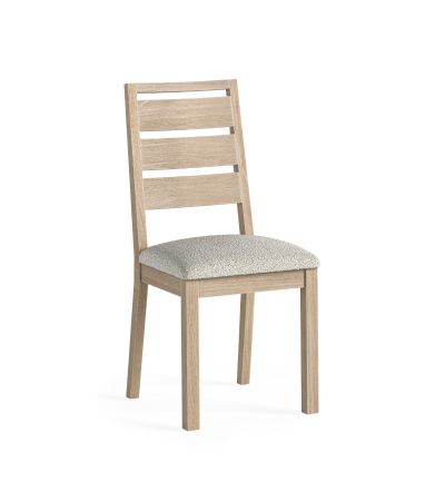 Modern Country Oak White Wash Dining Chair with White Boucle Seat by Condell/Global Home Group | Style Our Home