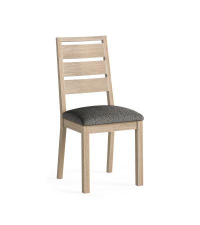 Modern Country Oak White Wash Dining Chair with Grey Boucle Seat by Condell/Global Home Group | Style Our Home