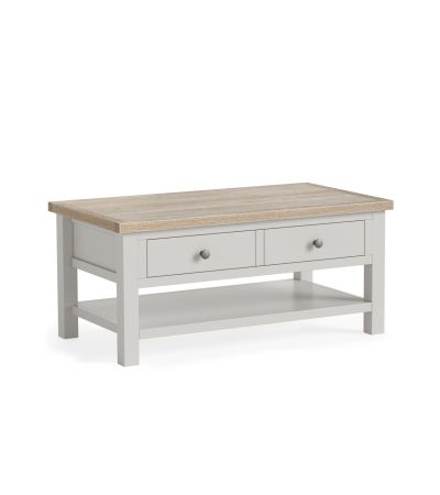 Modern Country Light Grey Coffee Table with Shelf by Condell/Global Home Group | Style Our Home