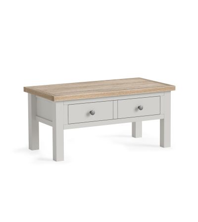 Modern Country Light Grey Coffee Table with Drawers by Condell/Global Home Group | Style Our Home