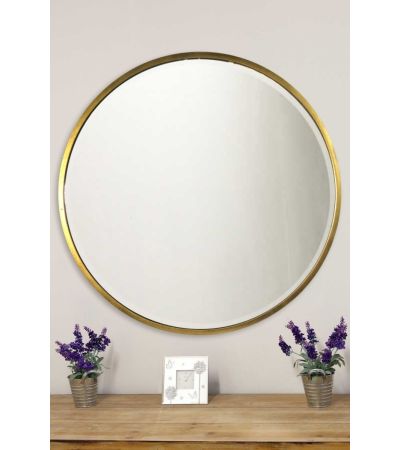 Muse Gold Large Bevelled Round Mirror 