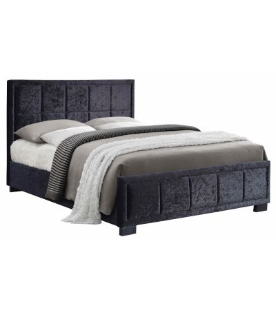 Hannover 4' Small Double Bed in Black Crushed Velvet