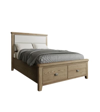 Hoeson 4'6 Fabric Headboard with Drawer Footboard by Aegon Interiors | Style Our Home