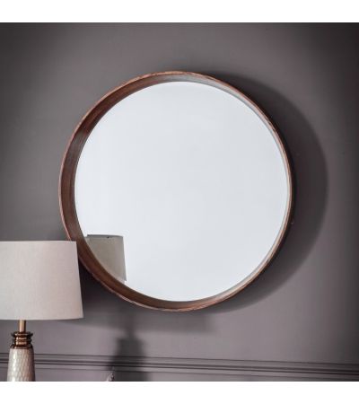 Keaton Round Mirror Walnut - Style Our Home 