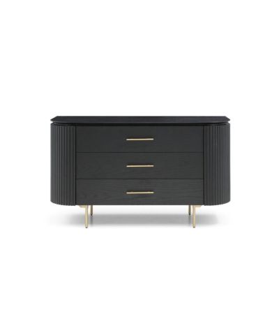 Lantine 3 Drawer Dresser - Matte Black Oak