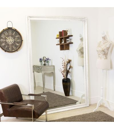 Gaia Vintage White Antique Design Large Leaner Mirror