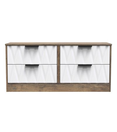 Las Vegas 4 Drawer Bed Box in White Matt & Vintage Oak