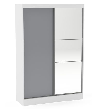 Lynx White Grey 2 Door Sliding Wardrobe With Mirror