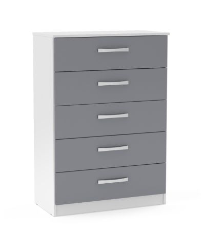 Lynx White Grey 5 Drawer Chest